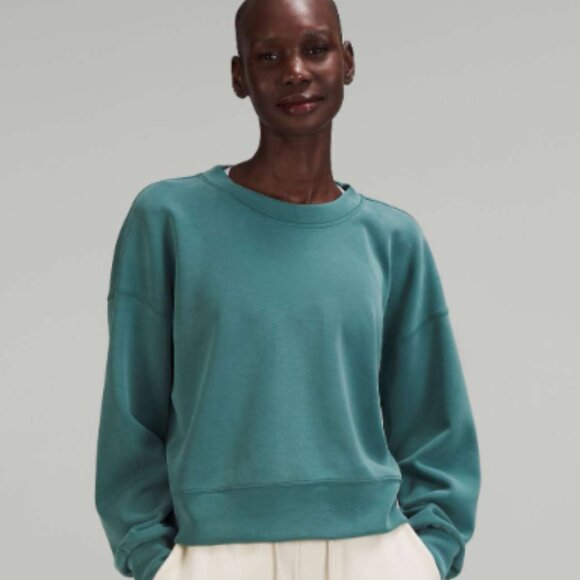 Lululemon Perfectly Oversized Cropped Crew *Softstreme Green Jasper fits M L - Picture 2 of 4